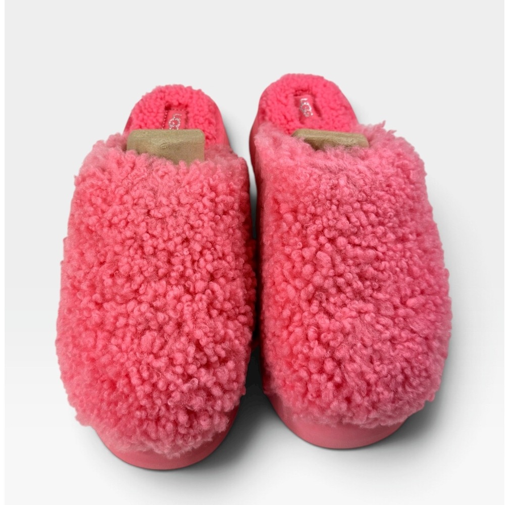 UGG Maxi Curly Platform Slipper Womens 10 Pink Jasmine Sheepskin 1133171 NEW